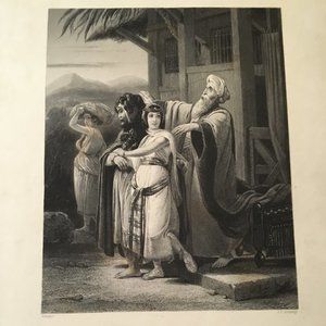 Engraved Print The Departure of Rebecca Schopin